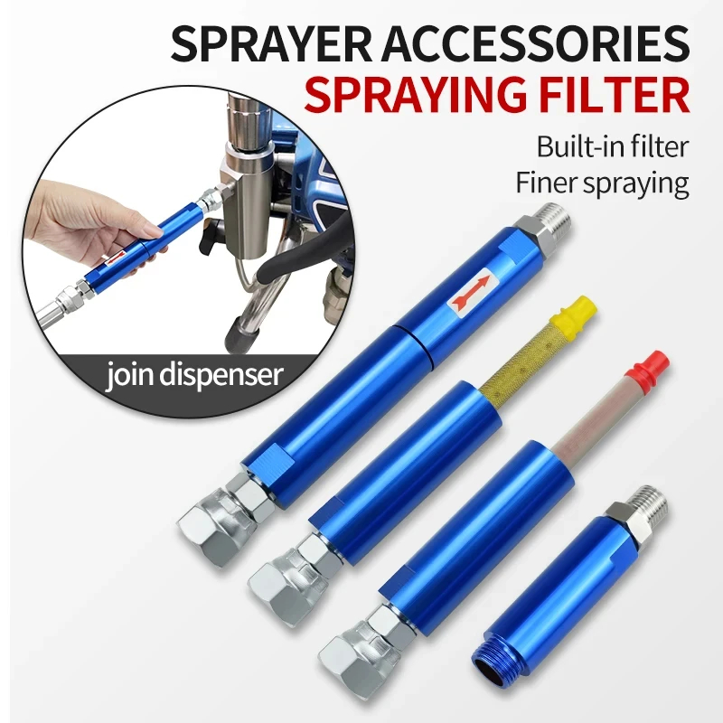 Paint Sprayer Extension Pole - 필터 스크린이 있는 파란색 커넥터는 그라코