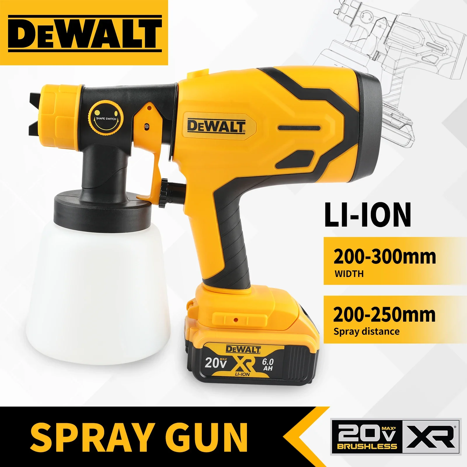 Cordless Paint Sprayer 20V - DEWALT D227 무브러시 무선 페인트 분무기,