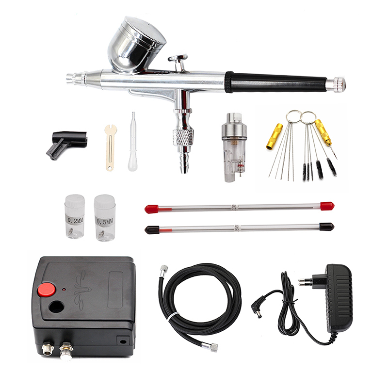 Airbrush Kit Compressor - 듀얼 액션 스프레이 건, 컴프레서를 사용하는