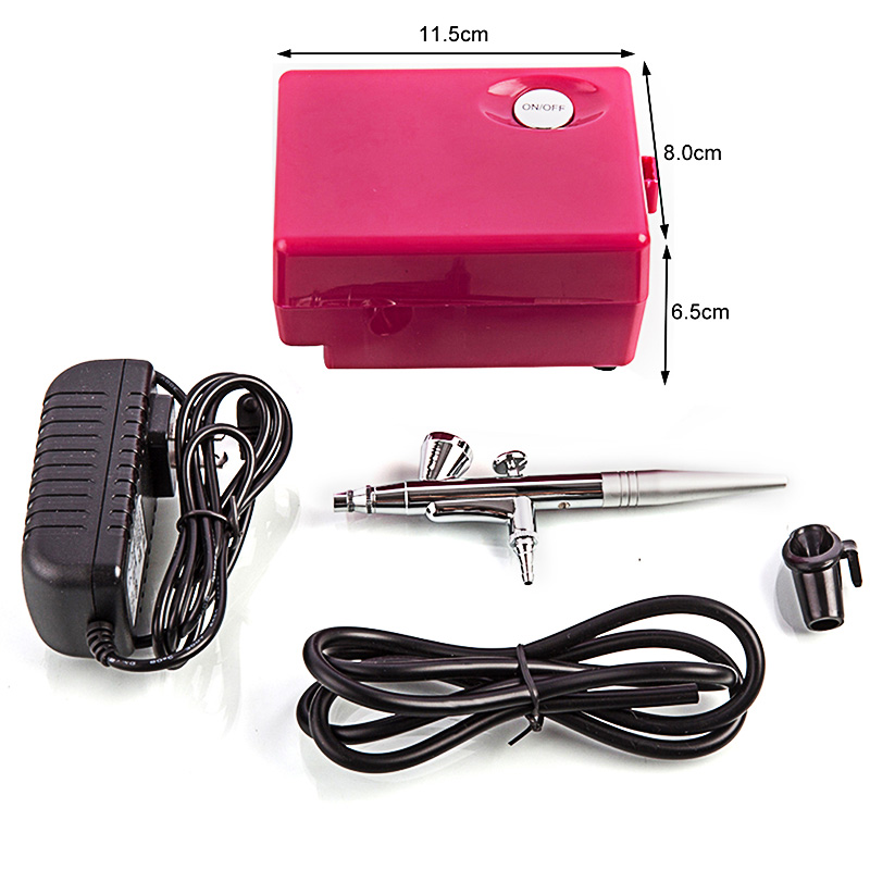 Spray Gun Air Compressor Kit - 케이크 매니큐어를위한 휴대용 BT16 분무기 메이크업