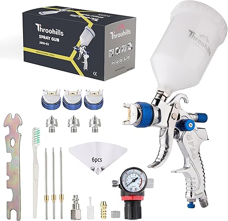 Hvlp Spray Gun Gravity Feed - 600ml 플라스틱 페인트 컵과 3개의 노즐이