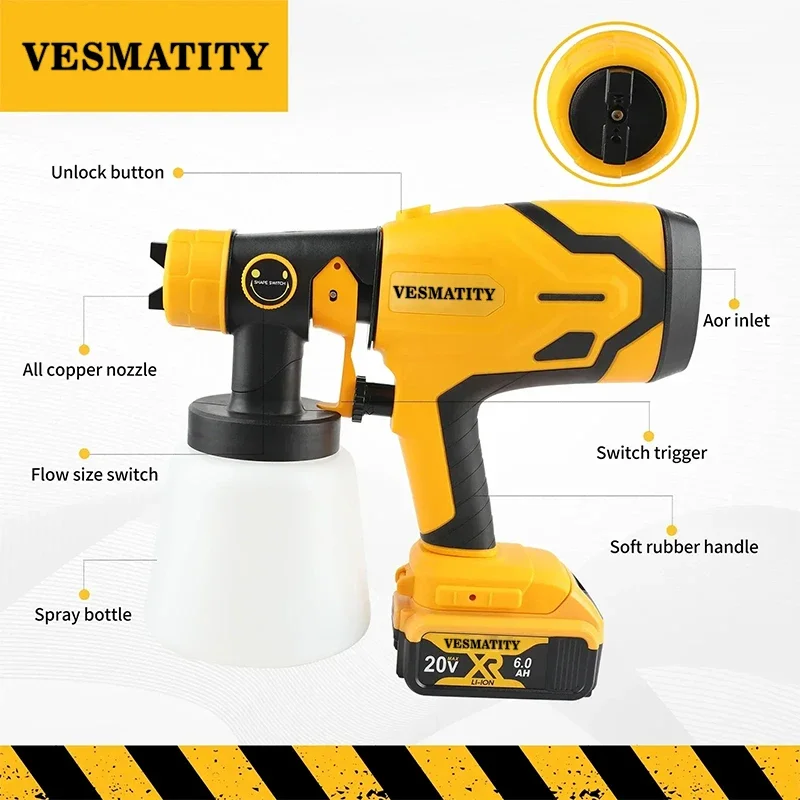 조절 가능한 HVLP 무선 페인트 분무기, 1500W  - Cordless Paint Sprayer 20V 리뷰 및 가격