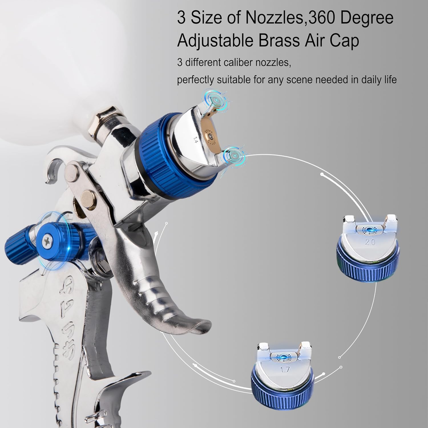 600ml 플라스틱 페인트 컵과 3개의 노즐이 포함된  - Hvlp Spray Gun Gravity Feed 리뷰 및 가격